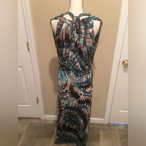 Tye Dye Brown and Blue Maxi Dress - Picture 2 of 7